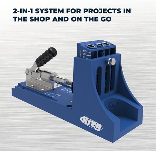 Kreg K4 System - Rock-Solid Joints - with R3 Jig & Dust Collection - Adjustable - for Wood 1/2" to 1 1/2" Thick - K4SYST