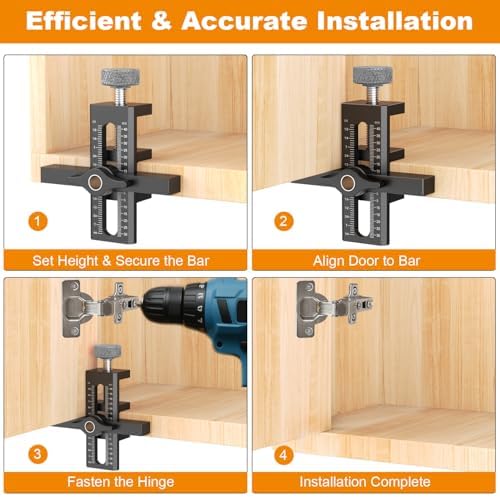Puriwood 2-in-1 Cabinet Door Mounting Jig pour ajustementpositionnement des portes de placards, outil de positionnementp