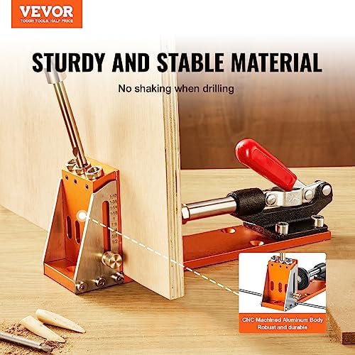 VEVOR 30 Pcs Pocket Hole Jig Kit pour Projets de Bricolage en Bois, Système Adaptable et Facile à Utiliser avec Mâts de 
