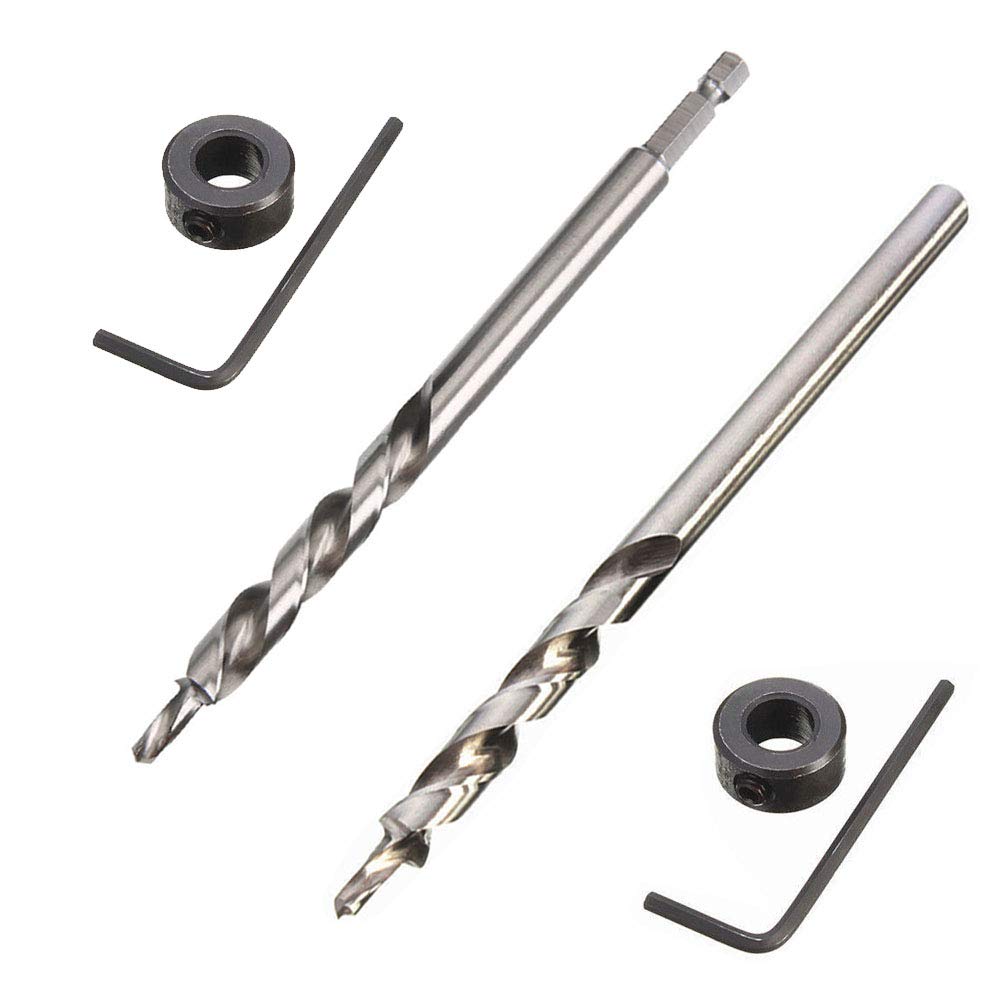 Saiper 2 Pcs Pocket Hole Drill Bit Kit pour Manuelle Système de Forage à Niche - Pour Gril et Bois - Avec Arrêt de Profo