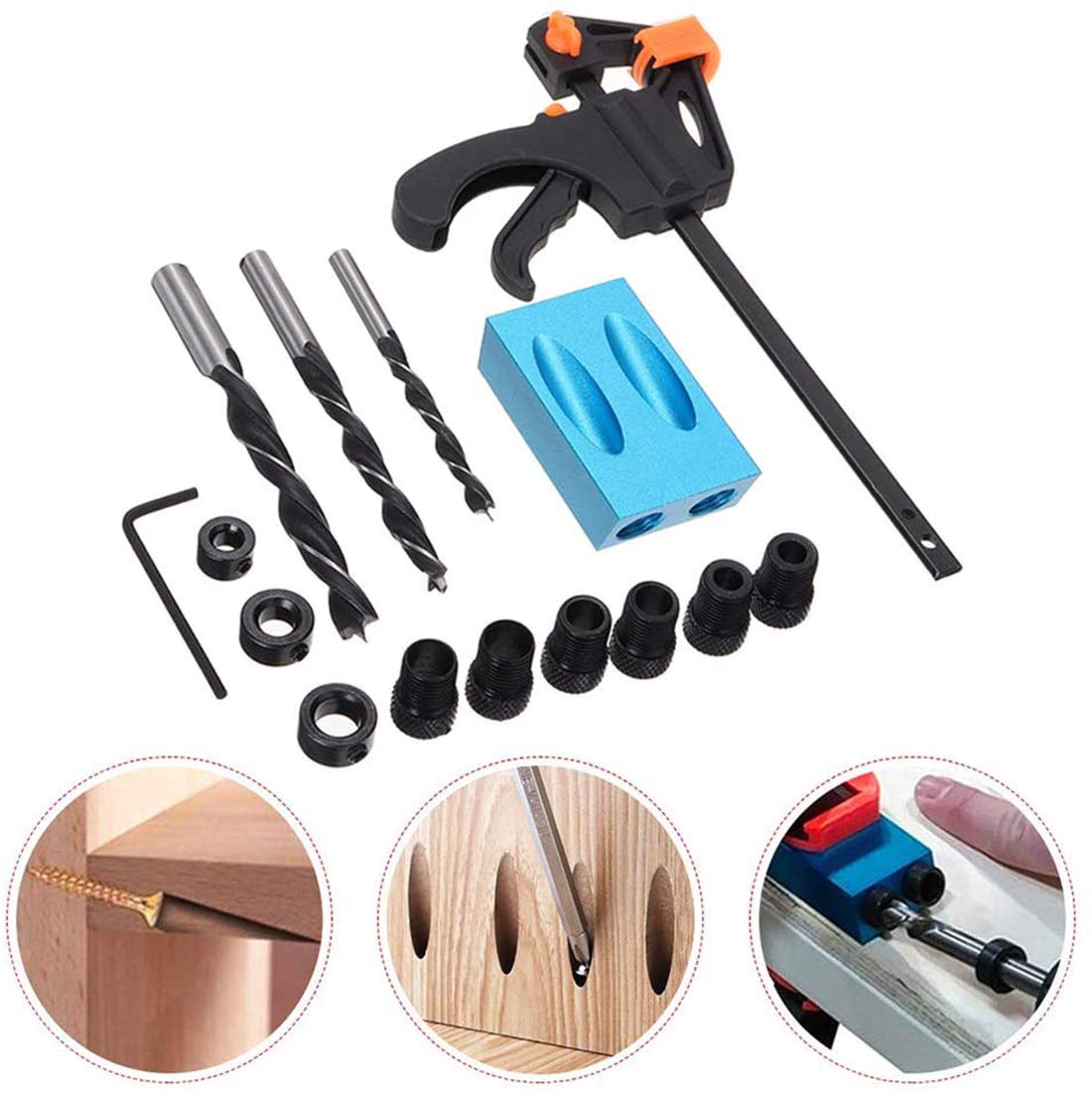 15pcs Écrou pour boîte de poche 15° Kit d'ouverture de trou pour tige avec adaptateur pour perceuse de 6/8/10mm pour le 