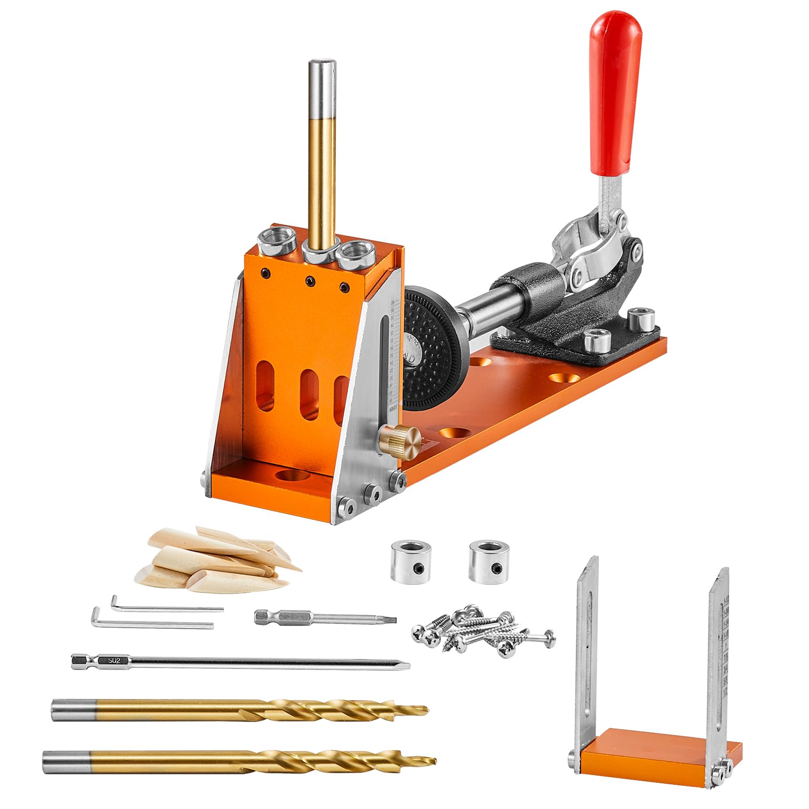 VEVOR 30 Pcs Pocket Hole Jig Kit pour Projets de Bricolage en Bois, Système Adaptable et Facile à Utiliser avec Mâts de 