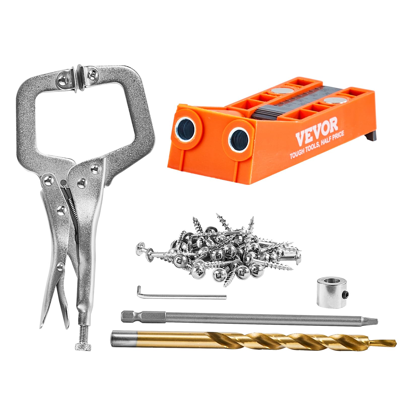 VEVOR - Mini Jig Pocket Hole System pour Projets de Charpente DIY, Clé Flle de 9", Drillette Étape Included