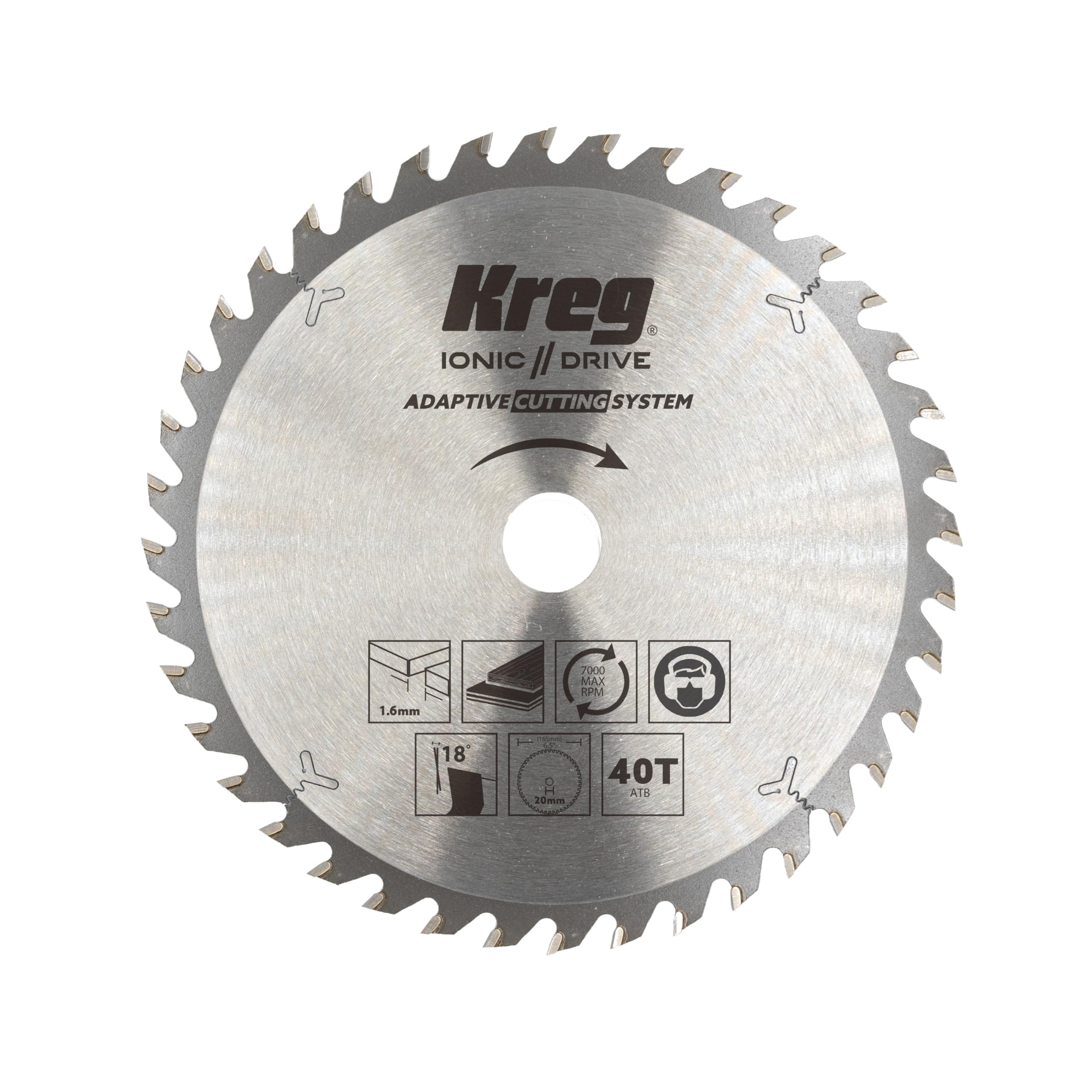 Kreg KSBACS40TK Adaptif Cuttingsystem 48-Tooth Saw Blade - Carbide-Tipped Circular Blade - Pour Travaux en Bois & Projet